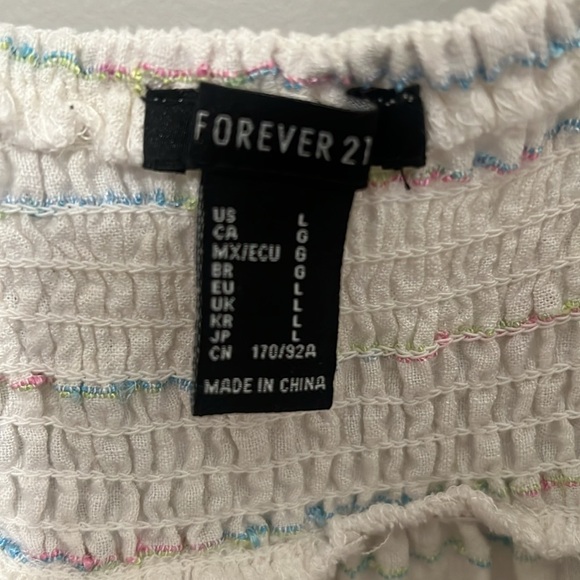 white blouse tank top with blue pink and green adjustable strings - Picture 3 of 5